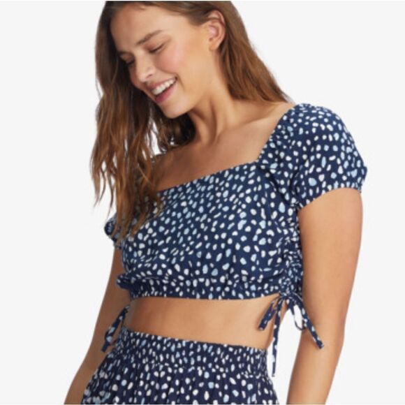 NWOT Roxy Dear Amor Indigo Short Sleeve Top - Picture 1 of 3